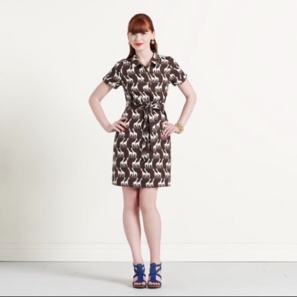 —-S0LD on MERC—-KATE SPADE GIRAFFES PATTERN LOOSE FIT SHORT SHIRT TOP DRESS - Picture 2 of 16